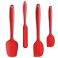 JXWING 4-Piece Silicone Spatula Set with Stainless Steel Core, Red