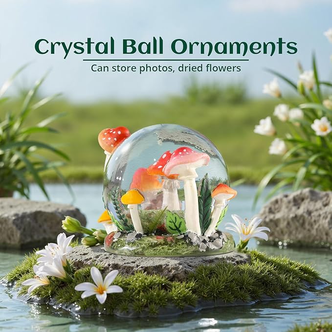 LET’S Resin Crystal Ball Resin Molds, Crystal Orb Decorative Statue Silicone Molds with Mushroom Stand and Bird Figurine,3D Sphere Epoxy Resin Molds for DIY Tabletop Decor, Housewarming Gifts