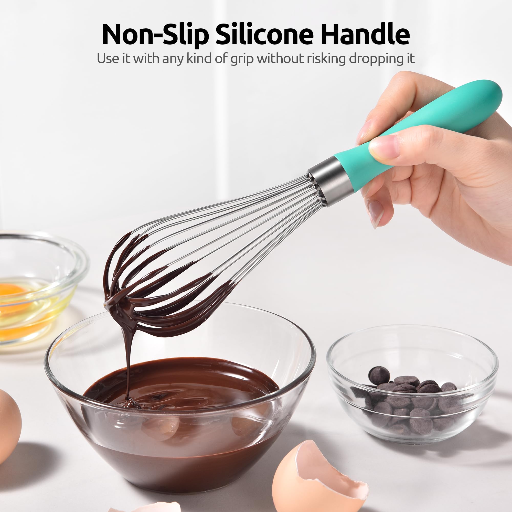 U-Taste Wire Whisk for Cooking, 18/10 Stainless Steel Wisk, S/Aqua Sky