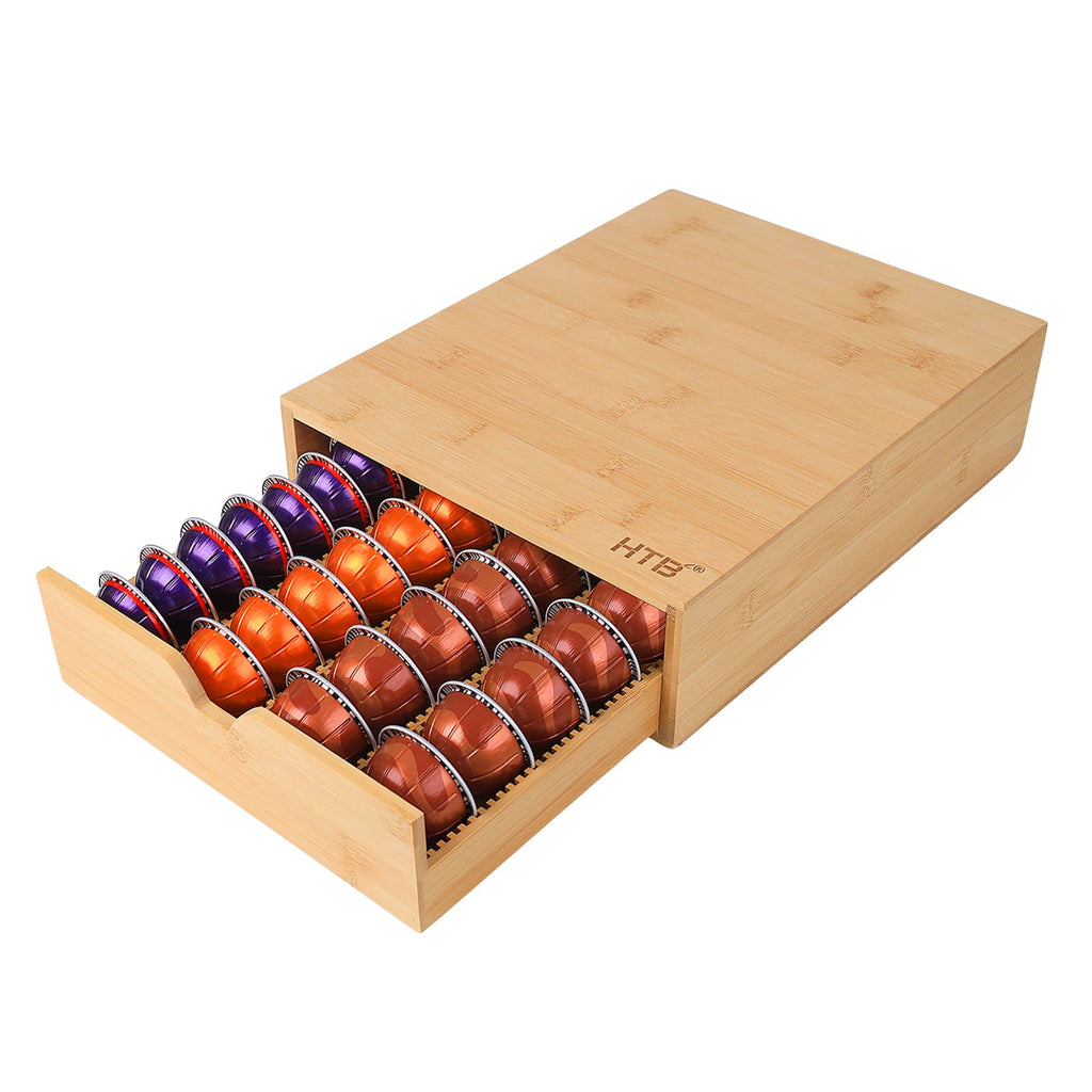 HTB K Cup Holder Compatible Coffee Pod Storage Drawer,Bamboo 1-drawer