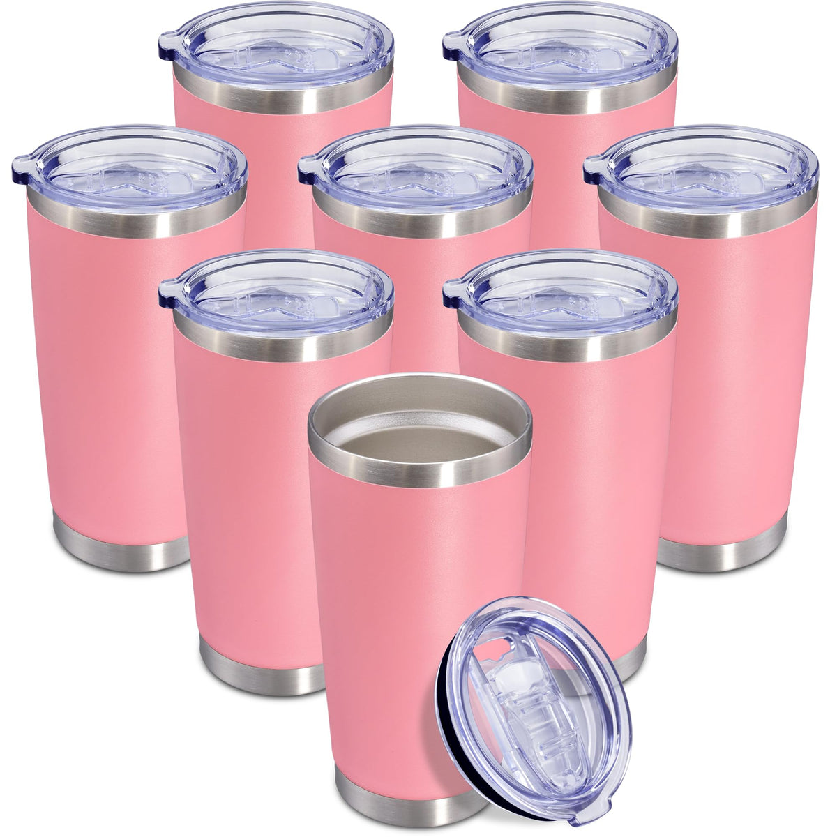 20oz Tumbler Insulated Coffee Tumblers with Lid Stainless Steel Black 8P