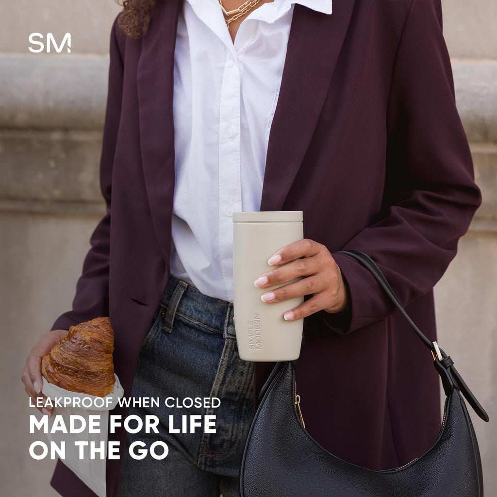 Simple Modern Insulated Travel Coffee Mug 360° Lid | 16oz | Beige