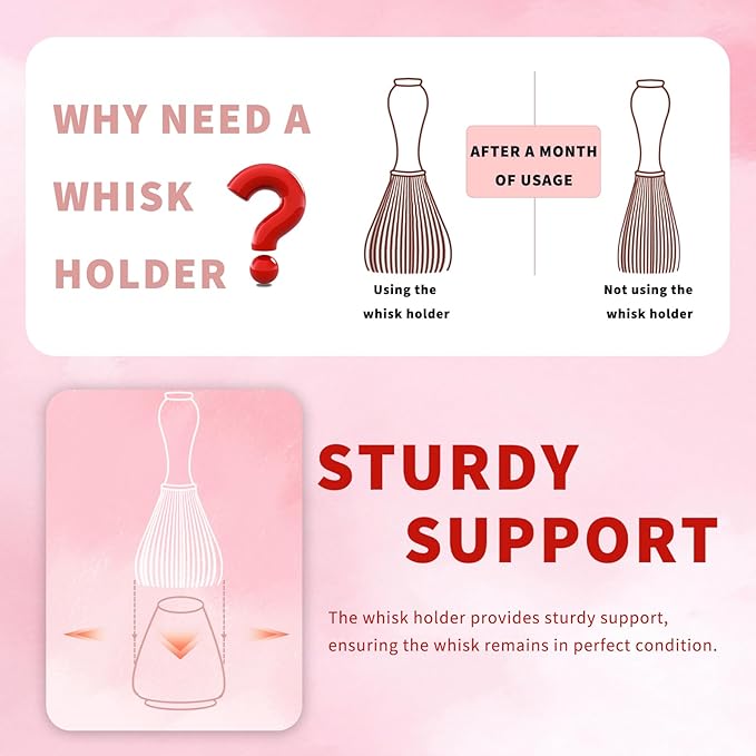Matcha Tea Whisk Holder, 70mm Chasen Stand, Matcha Whisk Stand Ceramic Holder Chasen Stand fit for Traditional Japanese Tea Matcha Chasen Tea Set Accessories (pink)