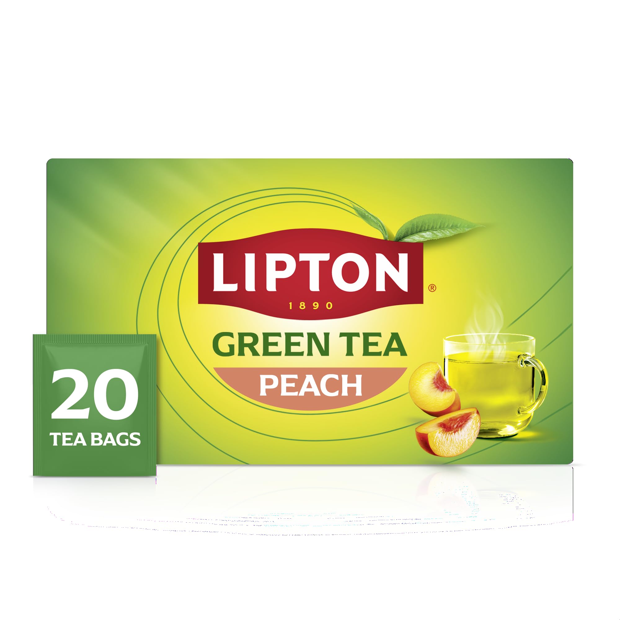 Lipton Peach Green Tea Bags, 20 Total Tea Bags