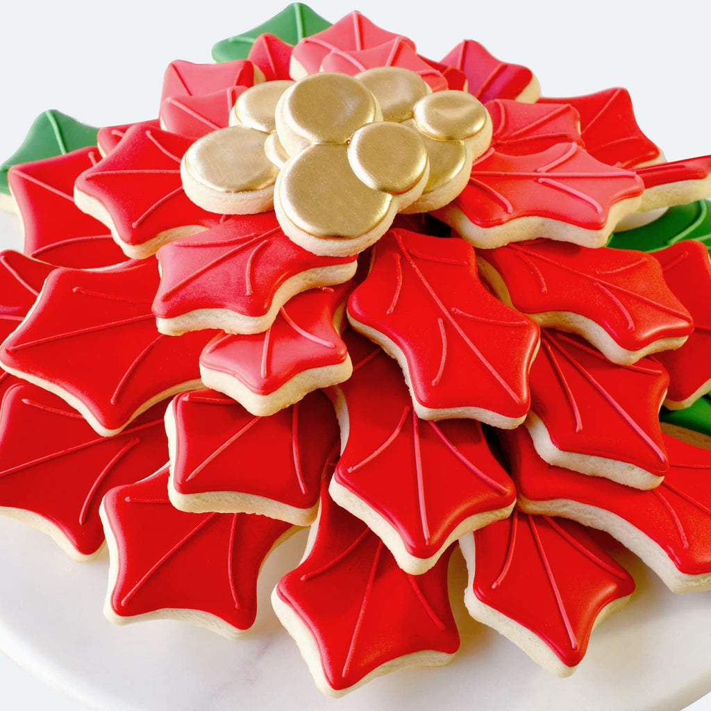 R&M Wreath Centerpiece 4-Piece Cookie Cutter Set – Steel Holly, Berries & Bow Holiday Christmas Baking Set for Cookies, Fondant & Crafts