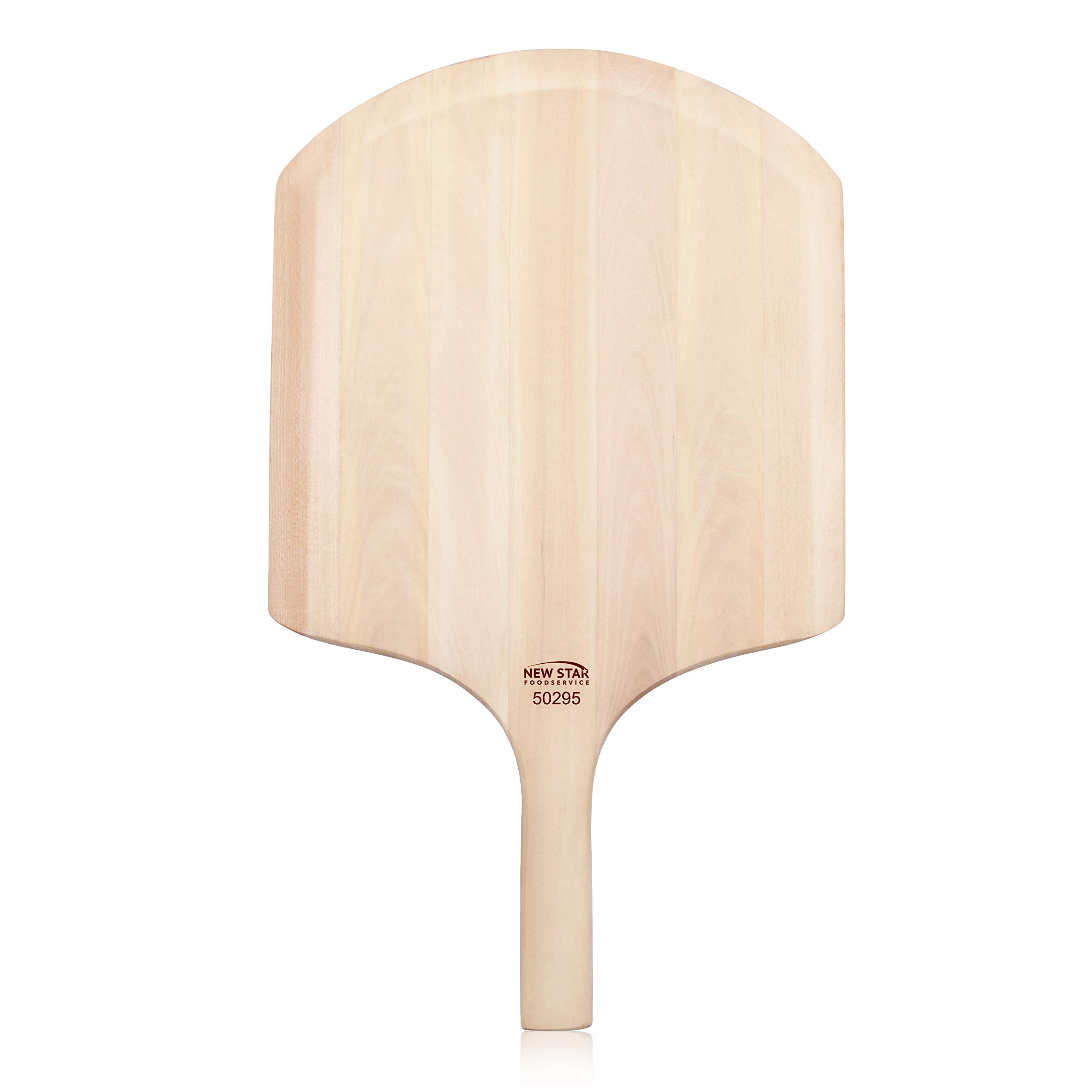 New Star Foodservice 50295 Restaurant-Grade Wooden Pizza Peel, 16" L x 14" W Plate, with 8" L Wooden Handle, 24" Overall Length