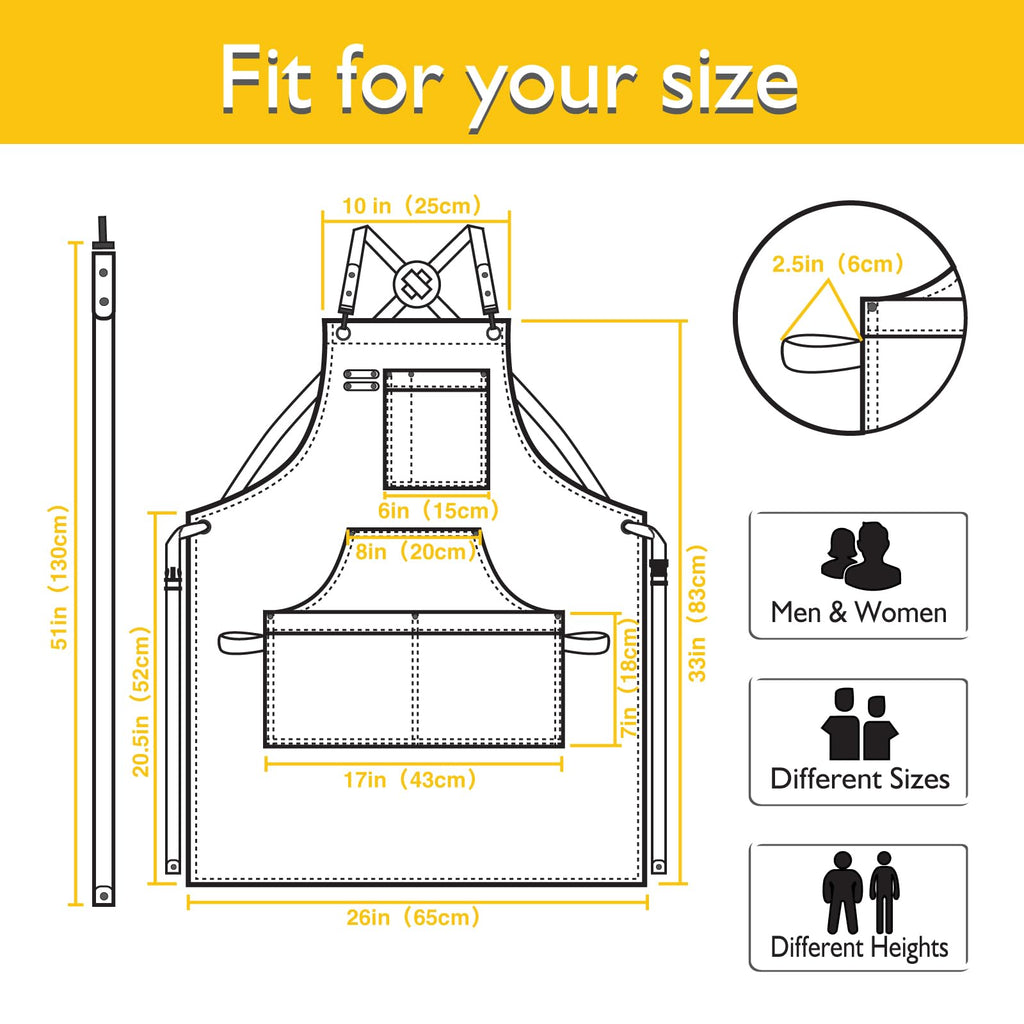 Stenffy Kitchen Apron, Work Apron, Canvas Apron, Yellow