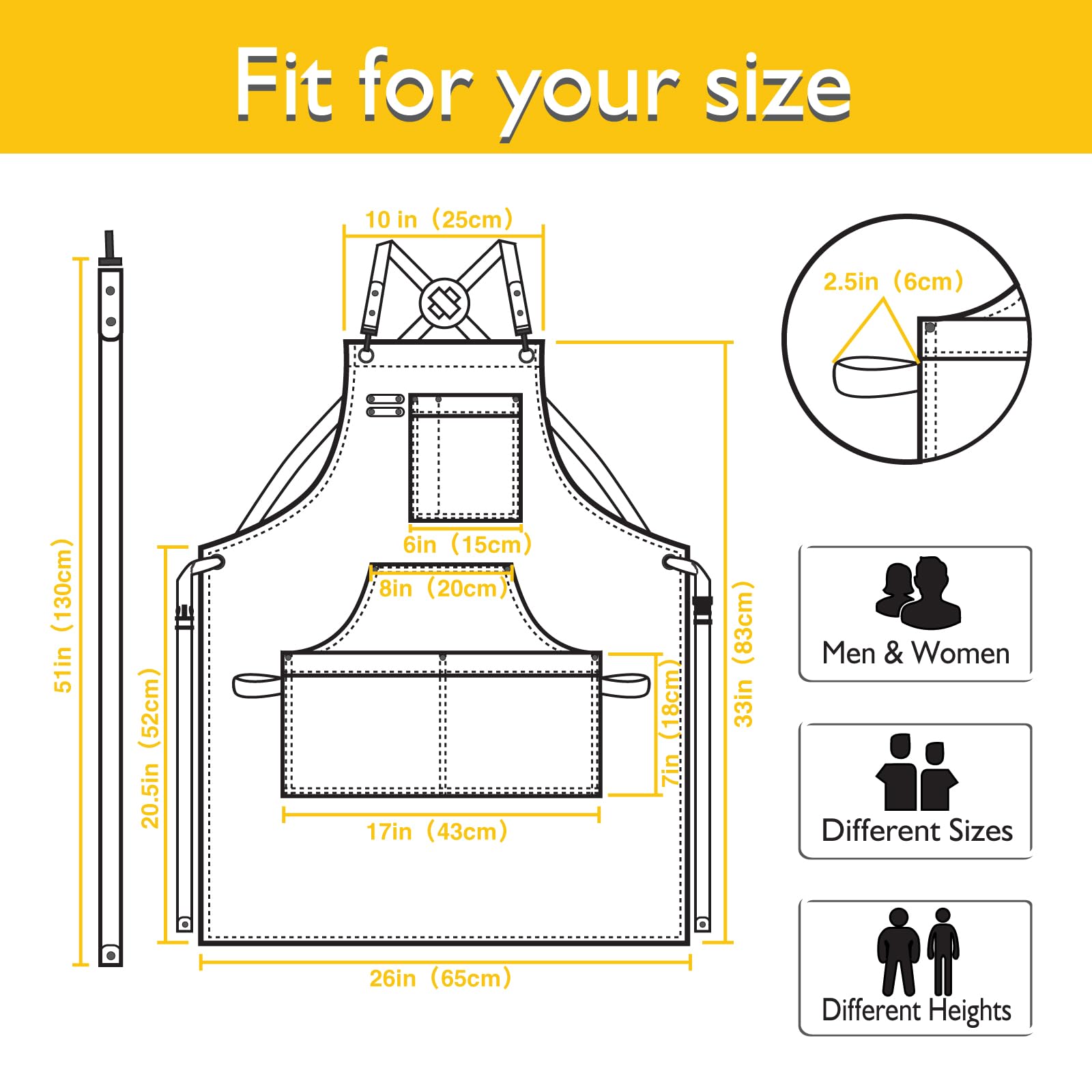 Stenffy Kitchen Apron, Work Apron, Canvas Apron, Yellow