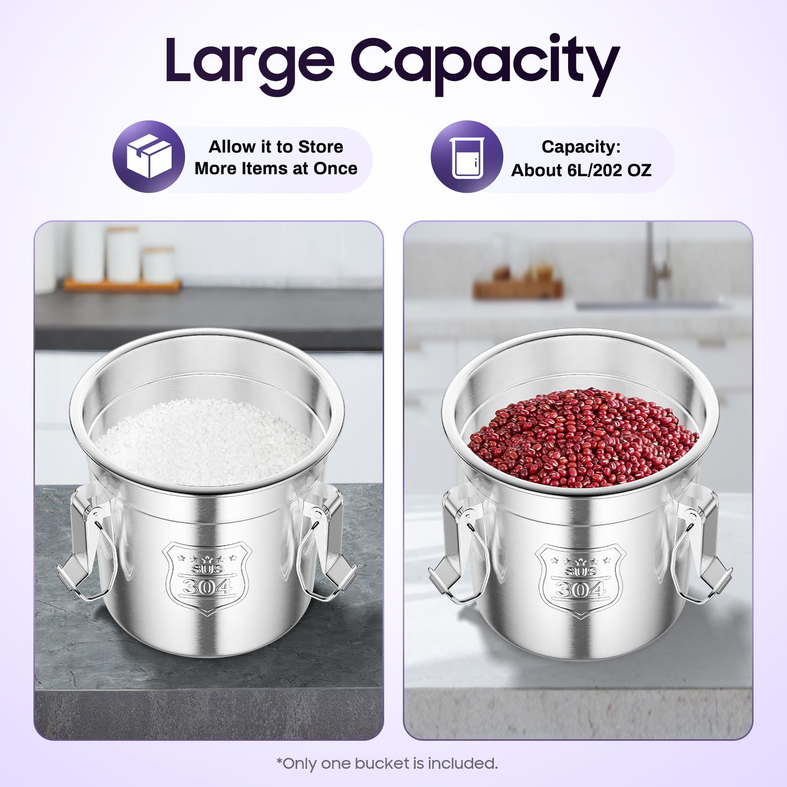 GUJIFENG 202 OZ Stainless Steel Canister Rice Cereal Grain Storage Containers with Lid Airtight Coffee Bean Storage Milk Flour Sugar Food Storage for Home Bar Restaurant (6L/202 OZ)