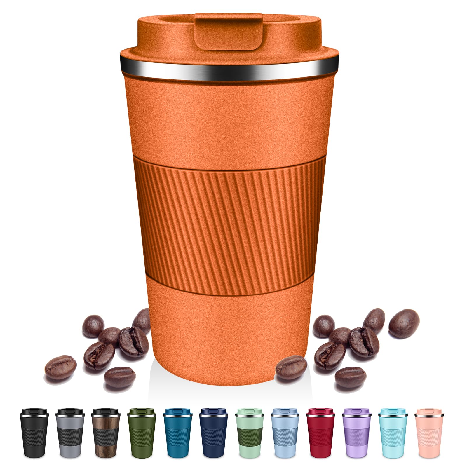 DUBUXW Insulated Coffee Tumblers with Flip Lid 12oz / 17oz, Stainless Steel Coffee Mug Leak Proof, Vacuum Insulated Coffee Mug Reusable Cup, Keeps Cold and Hot for Coffee Tea