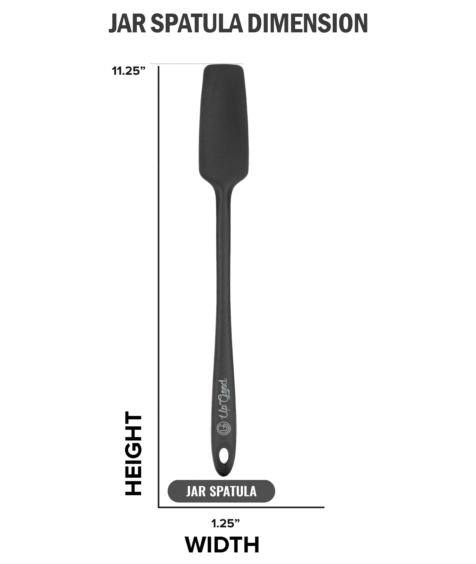 Silicone Jar Spatula | 600F Heat Resistant Non-Stick Rubber Scraper | Perfect for Jars, Smoothies, Blenders | One Piece Utensils | Durable Kitchen Cookware (UpGood Professional Spatulas, Grey)