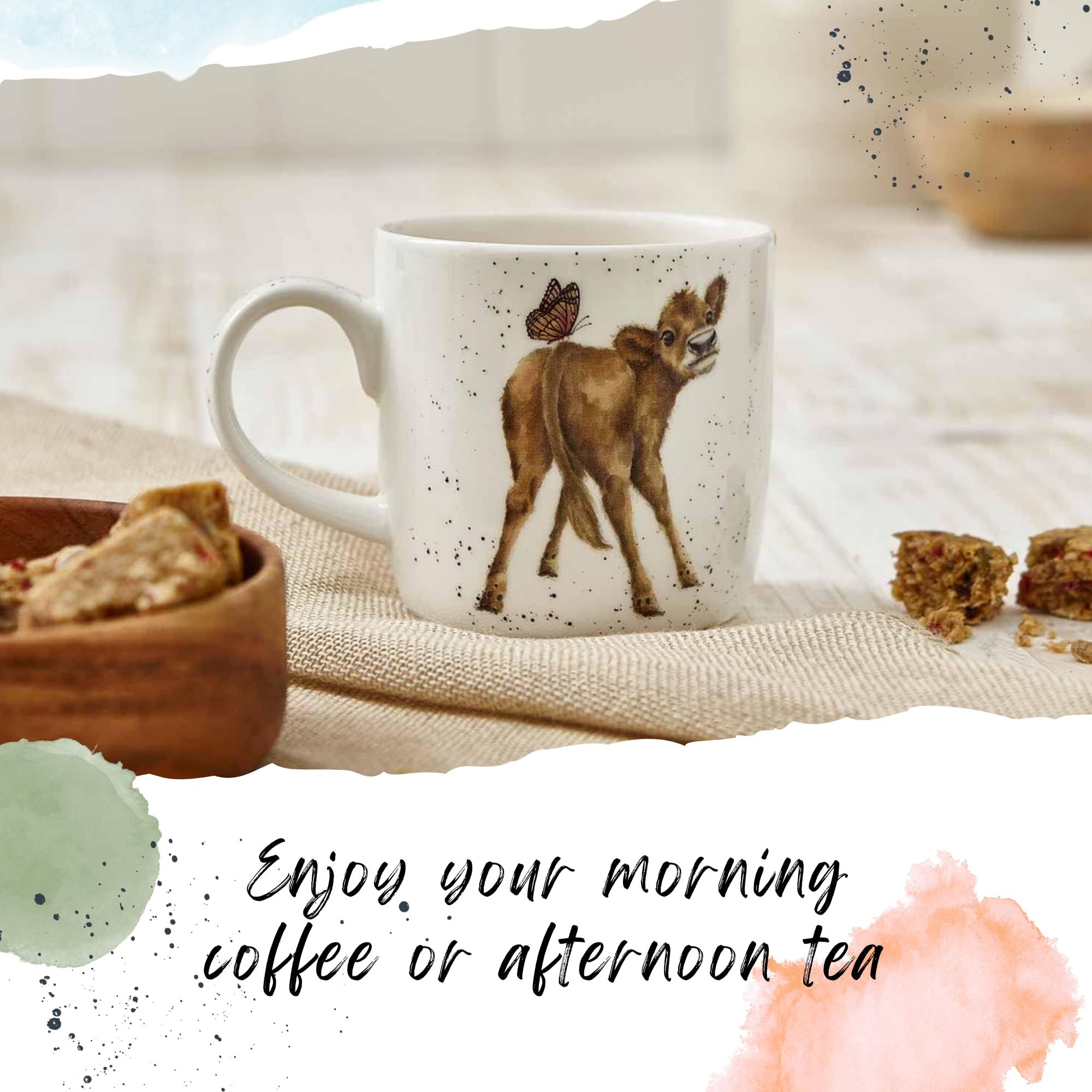Royal Worcester Wrendale Designs Bessie Cow Mug | 14 Ounce Large Coffee Mug with Cow Design | Made from Fine Bone China | Microwave and Dishwasher Safe