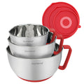 Rorence Stainless Steel Mixing Bowls Set with Lids,1.5,3 & 5 Qt,Red