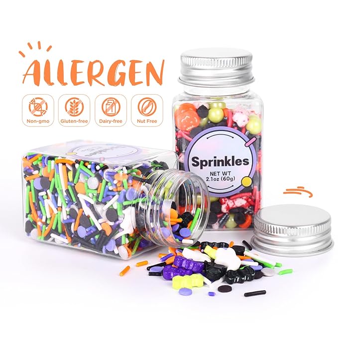 Edible Halloween Sprinkles, Tombstone Cupcake Toppers, Halloween Cake Decorations, Bloody Candy Bones, Pumpkin Cupcake Toppers, Ice Cream, Cookies, Macaron, Chocolate, Cakecicles(120g/4.2oz)