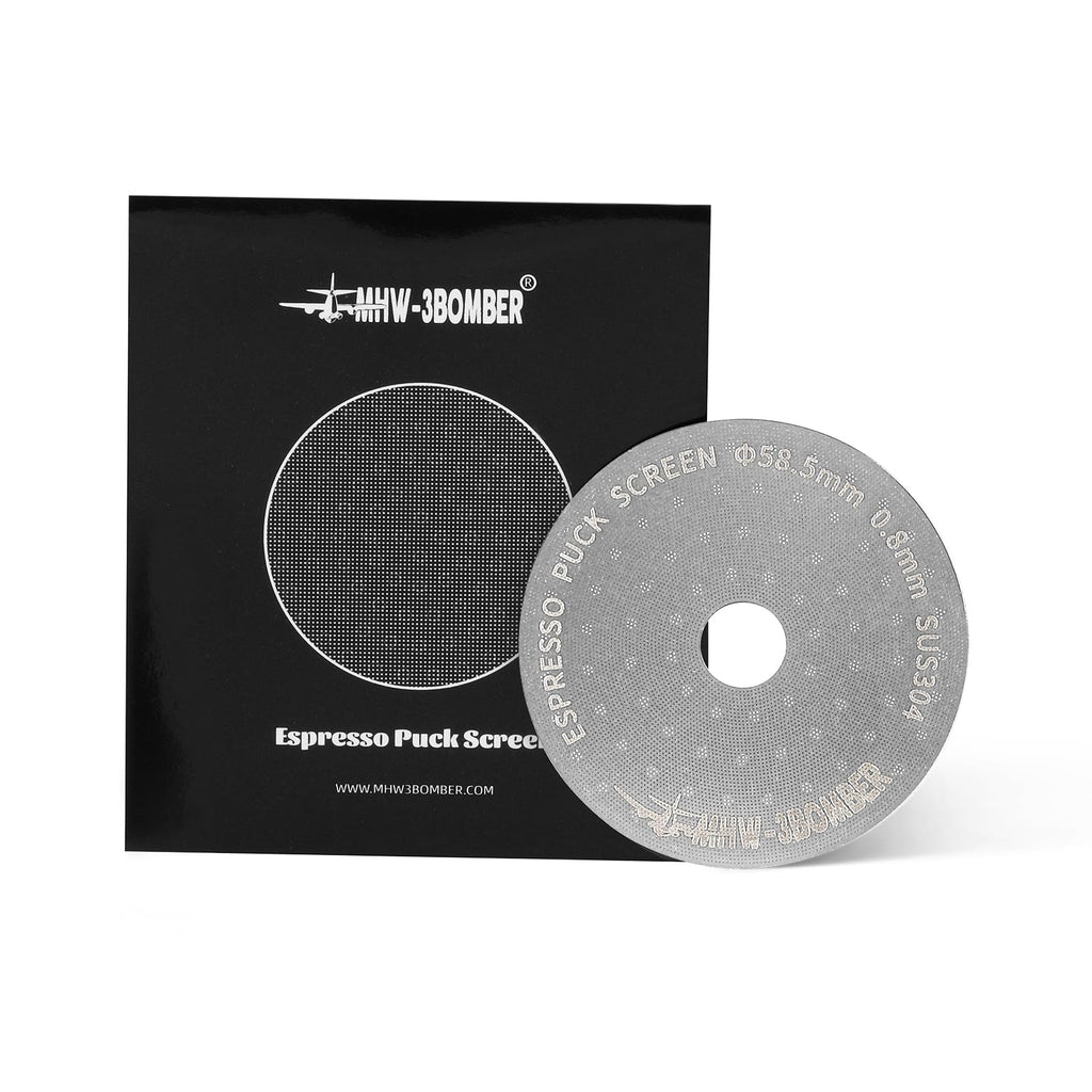MHW-3BOMBER 58.5mm Espresso Puck Screen with Round Hole Metal Espresso Filter 0.8mm Thickness Coffee Filter for La Marzocco/Gaggia FG5586