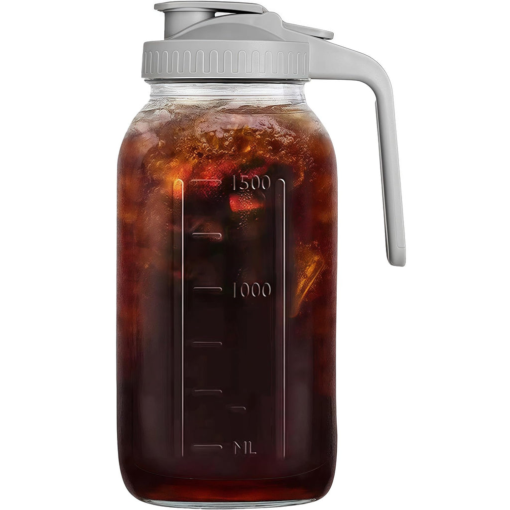 64oz (2 quart) Glass Pitcher with Lid, Mason Jar Pitcher, Glass Container