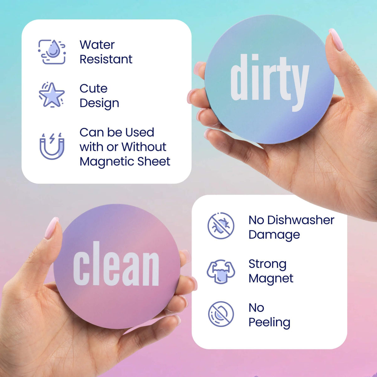 Dirty Clean Dishwasher Magnet - Essential Home Kitchen Gadget with Bold Visibility - Water Resistant & Universal Dishwasher Magnet Clean Dirty Sign for All Dish Washers