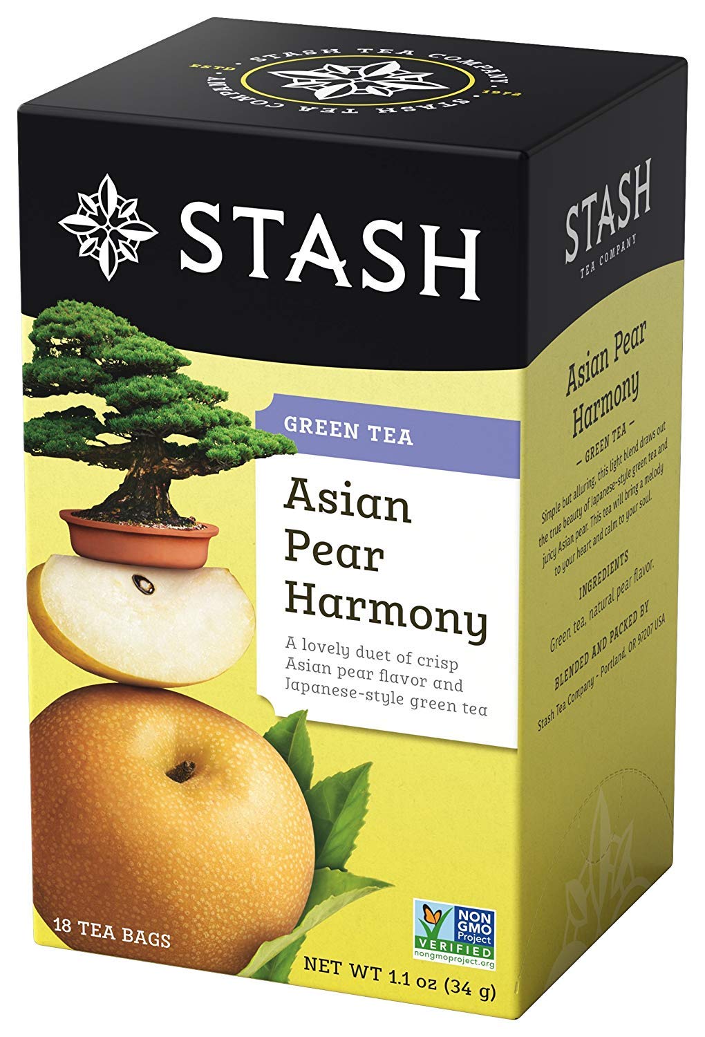 Stash Tea Asian Pear Harmony Green Tea, Kosher, Gluten Free & Non-GMO, 18 Tea Bags (Pack of 6)