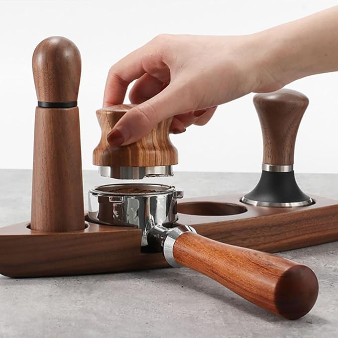 Joyeee Coffee Tamper Station, Small Ship Shape Portafilter Tamping Stand Espresso Coffee Organizer Box Fit for Storage 54, 64MM Espresso Tamper Mat Portafilter Holder (Accessories not included)