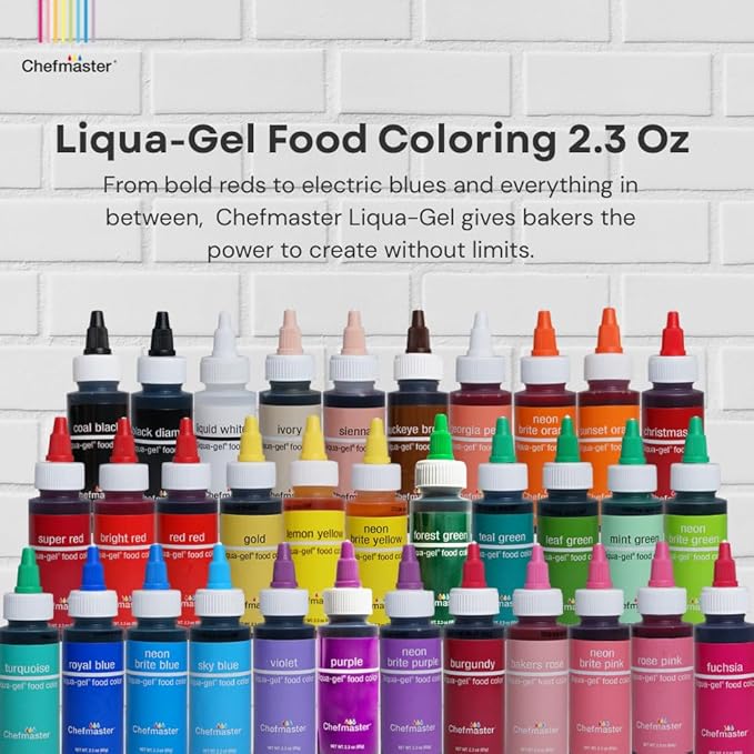 Chefmaster Coal Black Liqua-Gel® Food Coloring | Vibrant Color | Professional-Grade Dye for Icing, Frosting, Fondant | Baking & Decorating | Fade-Resistant | Easy-to-Use | Made in USA | 2.3 oz