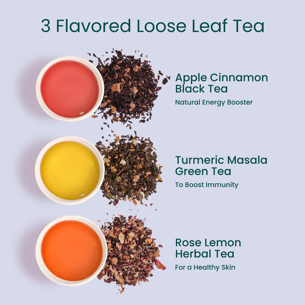 Teaniru, Novelty Tea Collection | 3 Loose Leaf Tea Sampler | Tea Variety Pack - Assortment of Green, Herbal & Black Tea | Gluten Free & Sugar Free | Tea Gift Set for Men & Women | Thanks Giving