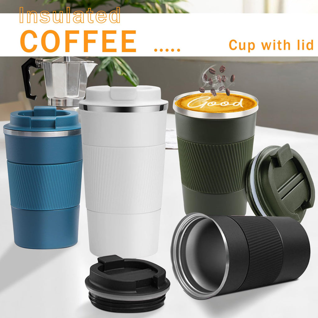 Insulated Travel Coffee Mug, Stainless Steel Coffee Cup with Leakproof Lid