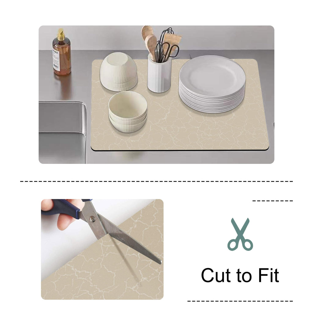 Coffee Bar Mat,Under Coffee Maker Mat,23"x15"Coffee Tray Mat Under Coffee Machine,Rubber Coffee Maker Mat,Under Appliance Mats,Silicone Hot Mat for Coffee Machine,Dish Drying Mat, Marble Beige