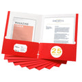 Zzrywuty File folders with Pockets,Red Two folders for documents,25 Pack Paper Folders with Card Slot,Letter Size,School Students,Business,Home and Office Workers