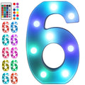 Foaky Decorative Led Marquee Light Up Number, Marquee Light Up Number Sign for Night Light Wedding Birthday Party Christmas Home Bar Decoration Number(6)