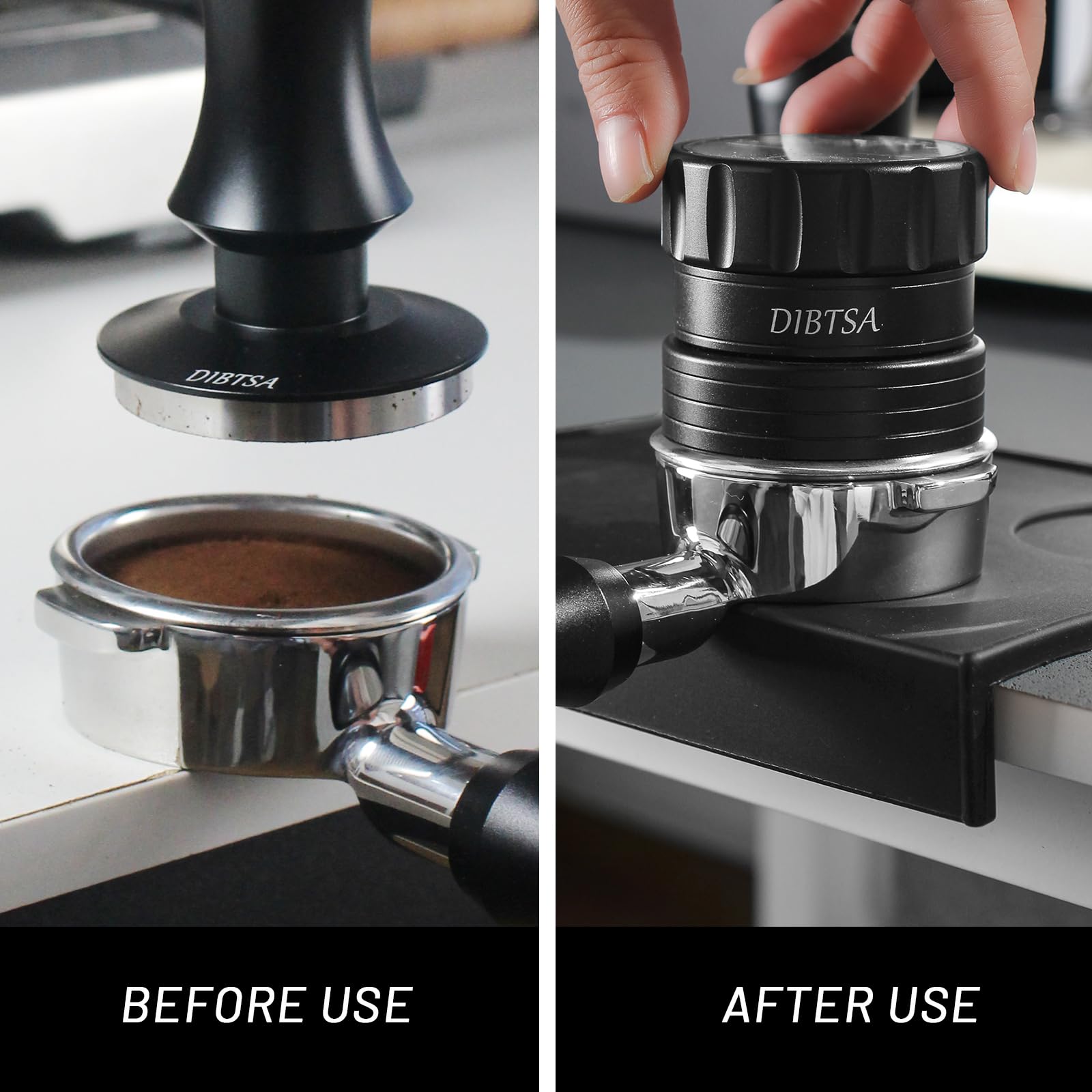 DIBTSA Espresso Tamping Mat, Silicone Coffee Tamper Mat with Corner Edge Tamp Support Station for Countertop, Barista Tools, Espresso Accessories, Black
