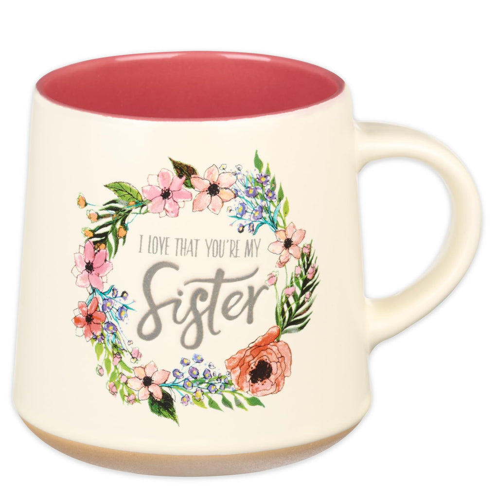Christian Art Gifts Floral Pink Ceramic Coffee Mug – 14 oz. Microwave and Dishwasher-Safe Inspirational Scripture Coffee and Tea Mug for Women with Bible Verse: Love That You're My Sister –Eccles. 4:9