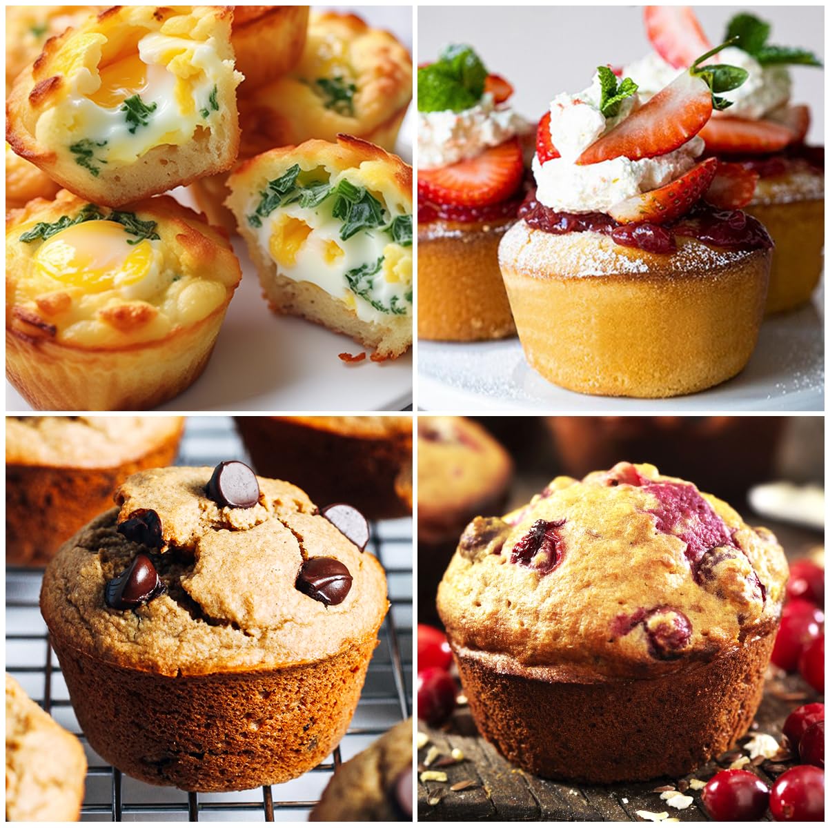 CAKETIME 12 Cups & 24 Cups Silicone Muffin Pan with Metal Frame, Regular & Mini Muffin Pan Set for Baking 2 Pack