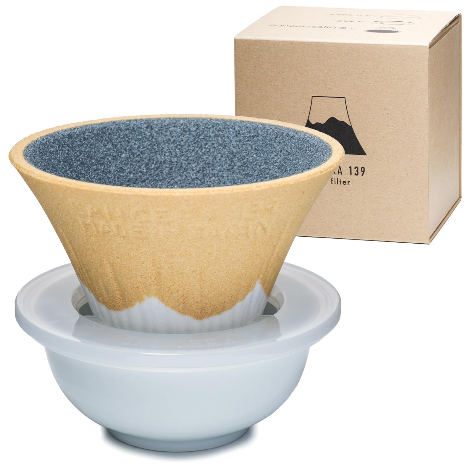 Wablade Ceramic Reusable Coffee Filter Dripper Paperless Sustinable Mt. Fuji Made in Japan (Yellow)