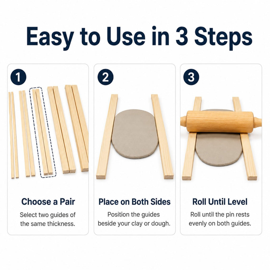DIYOOHOMY 10 Pcs 17" L Rolling Pin Guides for Clay Dough