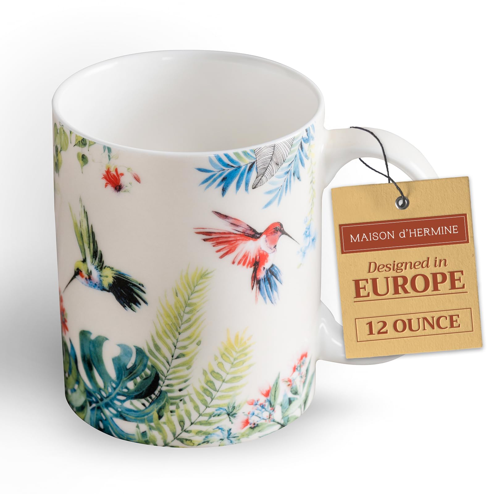 Maison d' Hermine Coffee Mug with Handles Tea Cups (12 Ounce, Pack of 1)
