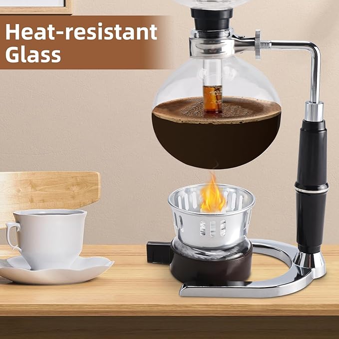 Amarine 5-Cup Tabletop Siphon Coffee Maker, 16 Ounce, Clear with Alcohol Burner (TCA-5)