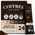 COFFREE Organic Instant Coffee Packets Variety Pack - 0% to 150% Caffeine - Mold Free, Low Acid, Single-Origin Arabica - Individual Single Serve Coffee Sticks - Easy for Travel, Camping - 24 Count