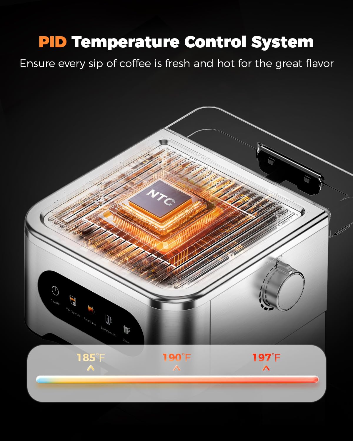 CHULUX Cold Brew Espresso Machine, 20 Bar Stainless Steel Touchscreen Cappuccino & Latte Machine with Steam Wand for Home