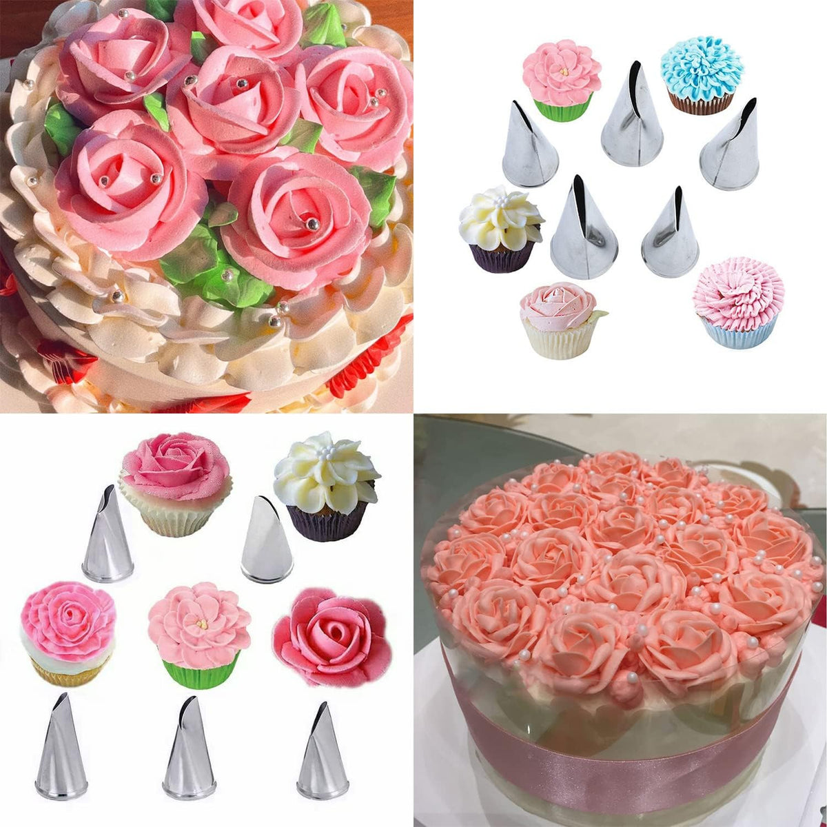 Hendiy 7 Pieces/Set Stainless Steel Cake Decorating Tips Set