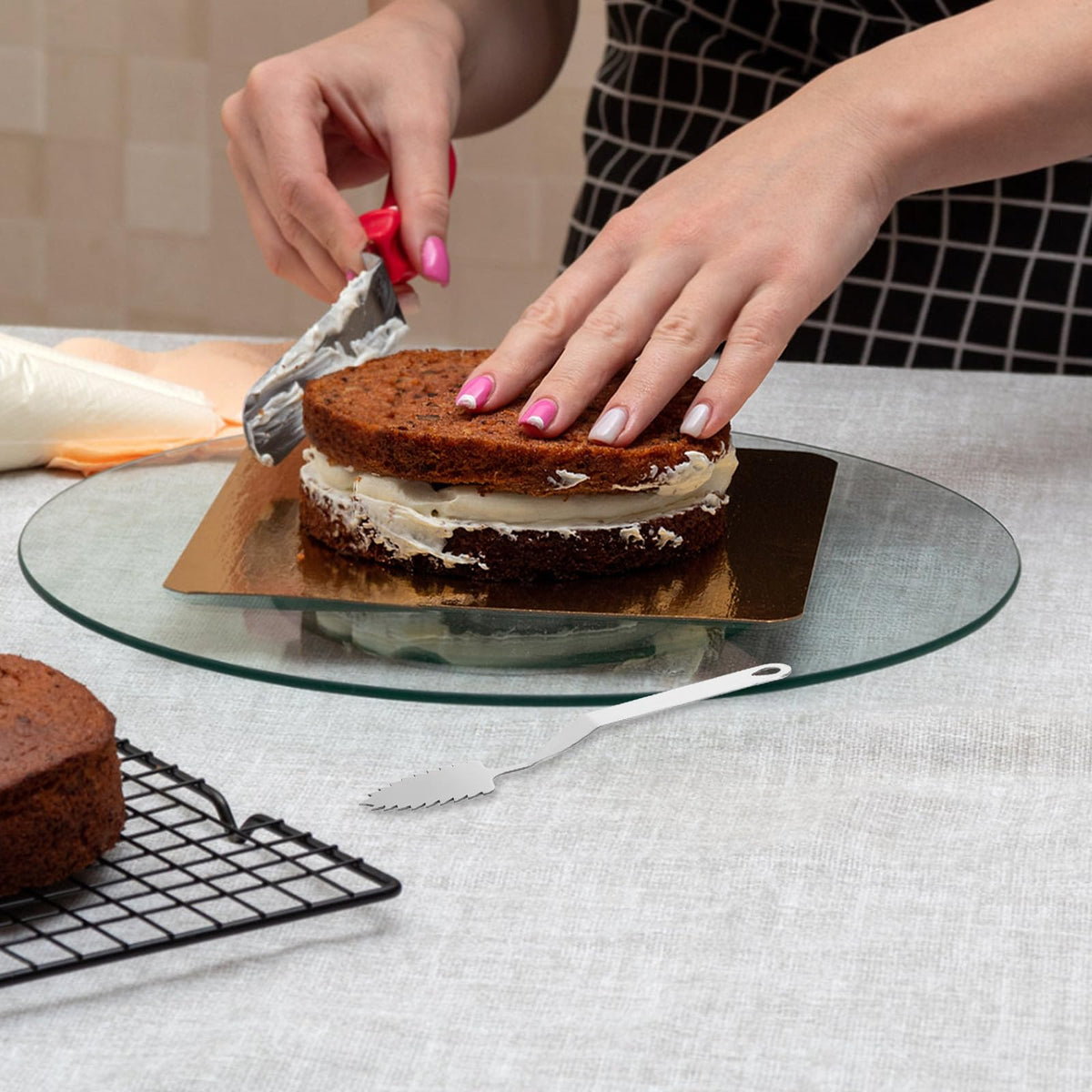 PRETYZOOM Stainless Steel Knife Baking Tool 8-Inch Chocolate Leaf Spatula for Cake and Mousse Decoration Baking Utensil for Precise Chocolate Leaf Forming