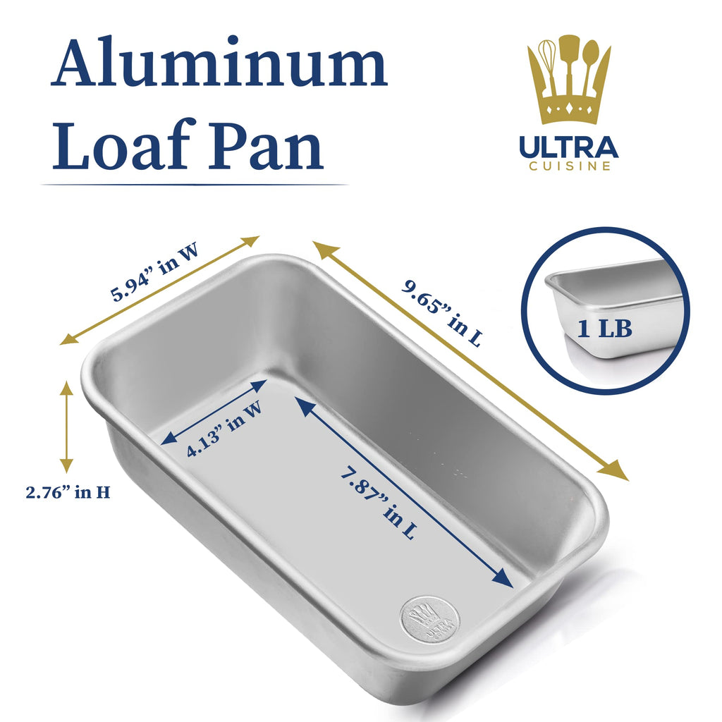 Ultra Cuisine Aluminum Loaf Pan for Baking Bread - 9.5x5 inch Loaf Pan, 1lb