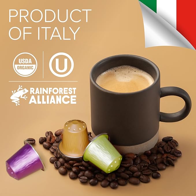 Organic USDA Bestpresso Coffee Aluminum Espresso Pods For Nespresso Original Machine 120 Pack (Variety Pack)