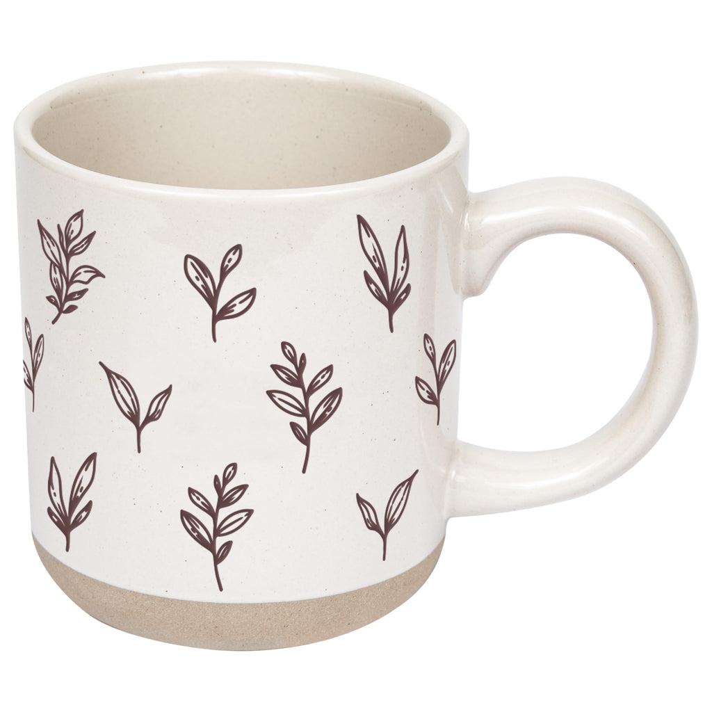 Sweet Water Decor Autumn Coffee Mug with Brown Leaves Design, 14oz Stoneware Cup for Tea & Cider, Microwave & Dishwasher Safe, Cozy Fall Gift