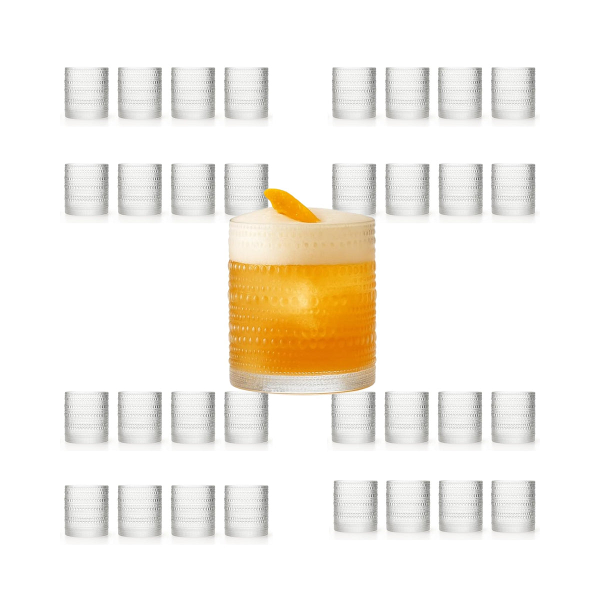 LEMONSODA Hobnail Highball Glasses, Clear Glass Cups, Set of 4, 15oz