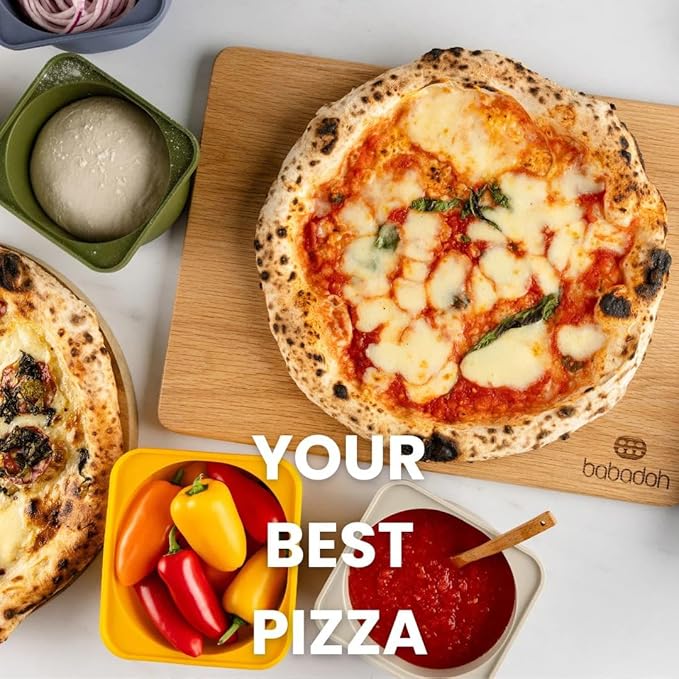 Babadoh Pizza Dough Proofing Silicone Containers with Lids | Pizza Making Accessories | Set of 6 | Dough Color | Original Size (make 12" Pizzas)