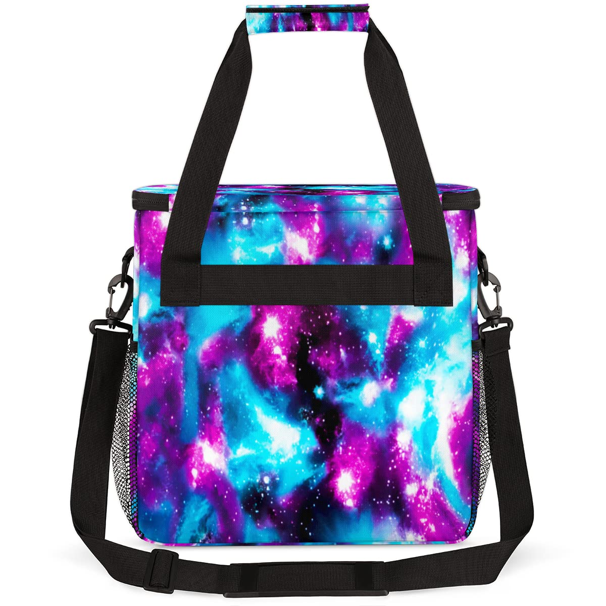 Funny Galaxy Coffee Maker Carring Bag Glitter Space Travel Storage Tote Bag Compatible with Keurig K-Mini or K-Mini Plus Portable Single Serve Coffee Brewer Case with Pockets for K-cup Pods