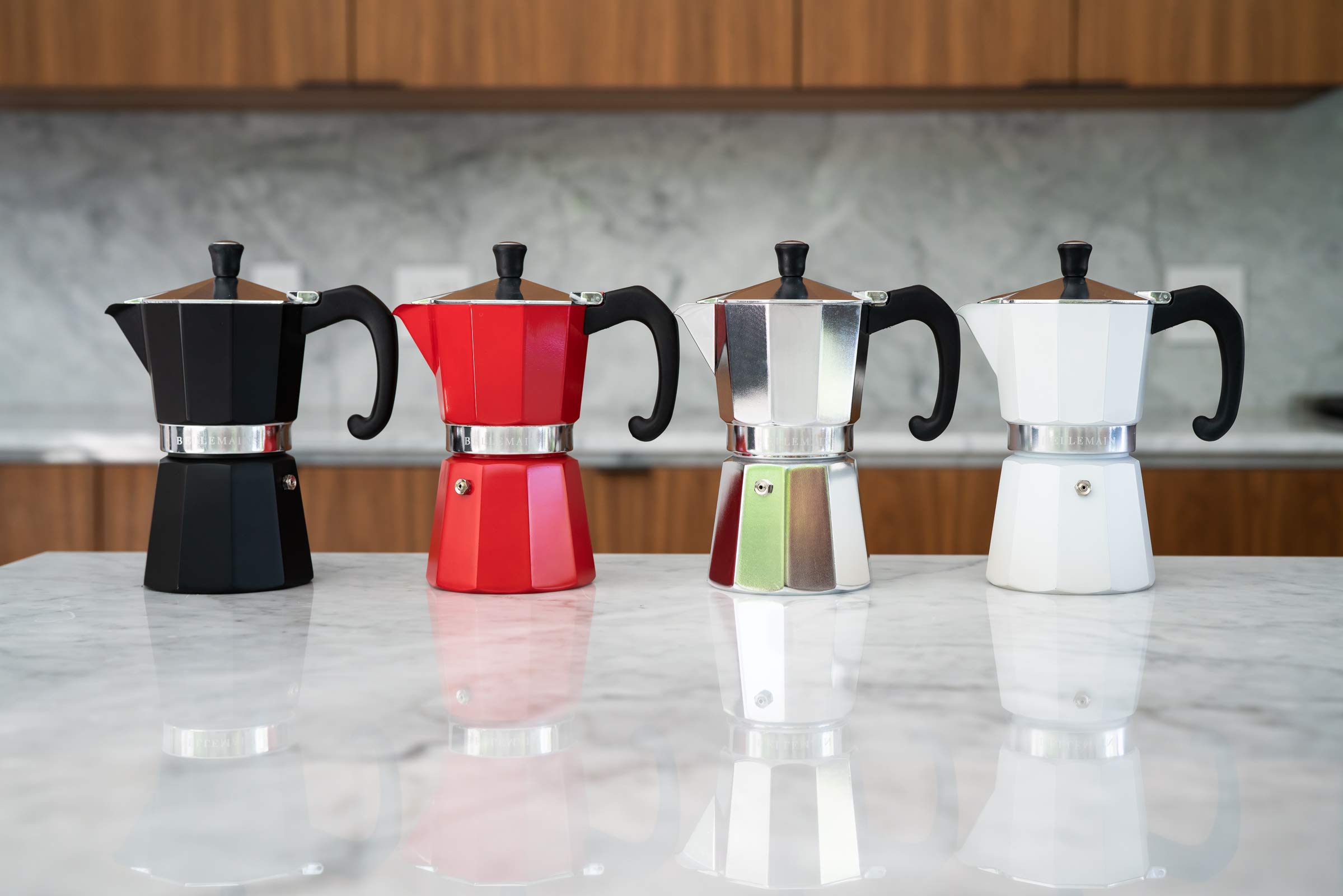 Bellemain Stovetop Espresso Maker, Italian Moka Pot, 3-Cup Silver