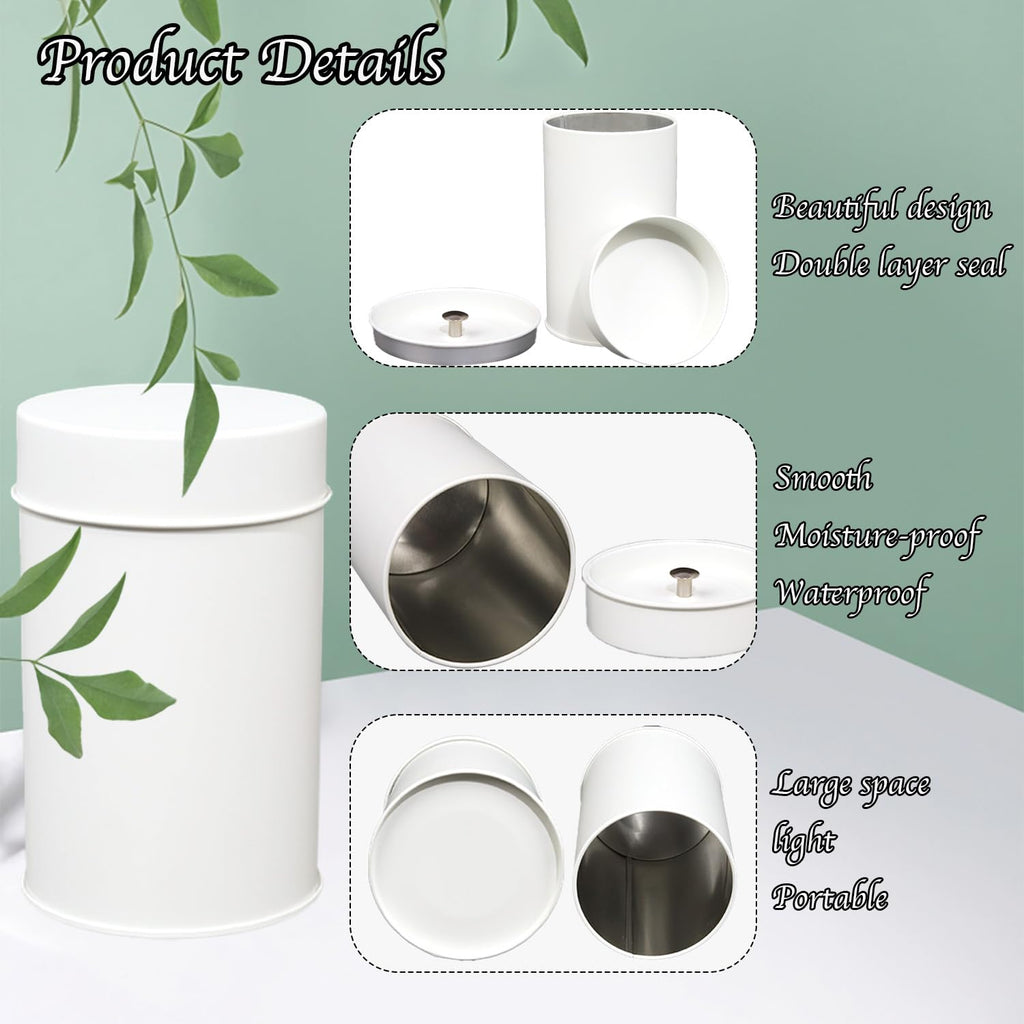 Wuqoioo Tea Canister, 6 Pack Tea Tin Loose Leaf Tea Storage Tea Tins For Loose Tea, Tea Storage Loose Leaf Metal Tea Tin Canister For Loose Tea Storage Coffee Sugar Candy Herbs And Spices (White)