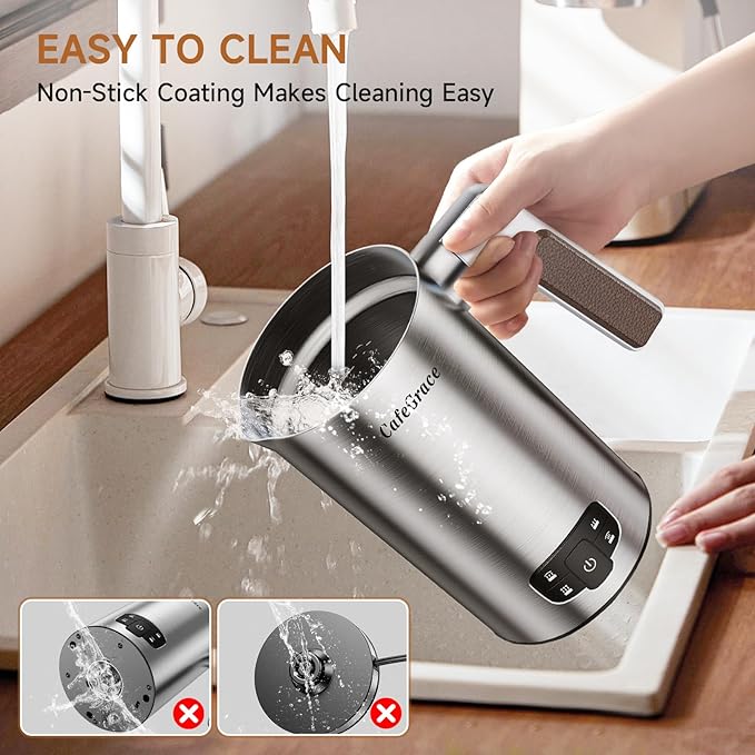 Milk Frother, 4-in-1 Milk Frother and Steamer, Automatic Hot and Cold Foam Maker and Milk Steamer for Coffee, Latte, Cappuccino, Macchiato, Hot Chocolate, Matcha