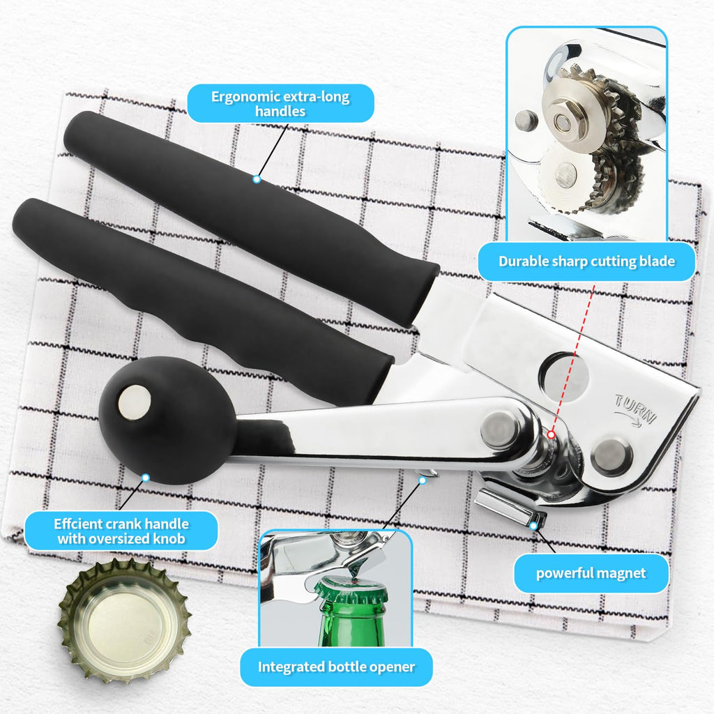 AGIgear Manual Heavy Duty Crank Commercial Can Opener Cozy Long Handles